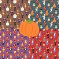 Cute kids wearing Halloween party costumes vector. Royalty Free Stock Photo