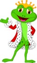 Cute king frog cartoon presenting Royalty Free Stock Photo