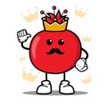 Cute king red pomegranate cartoon mascot character