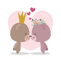 Cute kiss between bears cartoons vector design