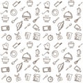 Cute kitchen thin line icons with white background for restaurants or cooking room wallpaper. Royalty Free Stock Photo
