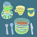 Cute kitchen utensil set. Vector image. Royalty Free Stock Photo