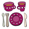 Cute kitchen utensil set. Vector seamless pattern. Royalty Free Stock Photo