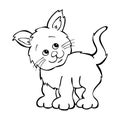 Cute Kitten Cartoon Drawing Isolated Vector Illustration