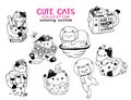 Cute kitten cat outline collection for coloring book printable, svg, sublimation, greeting card, t shirt print