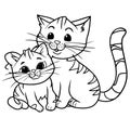 Cute Mother Cat and Her Kitten Coloring Pages for Kids