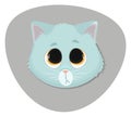 Cute kitten face.Cartoon flat illustration