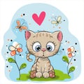 Cute Kitten with flowers Royalty Free Stock Photo