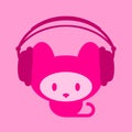 Cute kitten with headphones