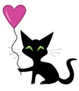 Cute kitten with heart balloon