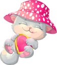 Cute kitten holding a heart Royalty Free Stock Photo