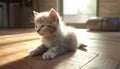 Cute kitten playing, fluffy fur, staring with blue eyes, playful generated by AI