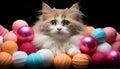 Cute kitten playing with a yellow ball, celebrating Halloween season generated by AI Royalty Free Stock Photo