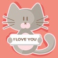 Cute kitten romantic card Royalty Free Stock Photo