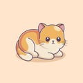 Cute kitten sitting relaxed cartoon