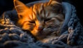 Cute kitten sleeping, fur softness, nature beauty in relaxation generated by AI