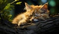 Cute kitten sleeping on grass, fur softness in nature generated by AI Royalty Free Stock Photo