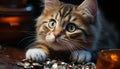 Cute kitten staring, playful and curious, looking at camera generated by AI
