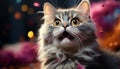 Cute kitten staring, playful and fluffy, looking at camera generated by AI