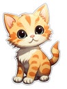 Cute Kitten Stickers: Super Cute Character with White Border on White Background AI Generated