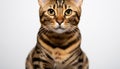 Cute kitten with striped fur looking at camera, playful and curious generated by AI Royalty Free Stock Photo