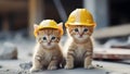 cute kittens are building workers at construction site, neural network generated picture