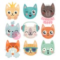 Cute kittens. Characters with different emotions - joy, anger, happines and others