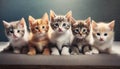 Cute kittens. Group of cat babies .ai generated