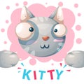 Cute kitty, cat characters - cartoon illustration. Royalty Free Stock Photo