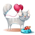 Cute kitty, cat characters with fish Royalty Free Stock Photo