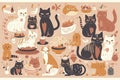 Cute kitty cat vector illustration set with different cat breeds Royalty Free Stock Photo