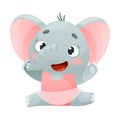Cute kitty elephant in pink tutu dress. Funny baby animal dancing cartoon vector illustration Royalty Free Stock Photo