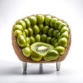 Cute kiwi fruit armchair isolated on white background