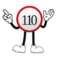 Cute 110 Km Speed ??Limit Sign Vector Showing Index Hand Shaped Number 1