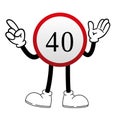 Cute 40 Km Speed ??Limit Sign Vector Showing Index Hand Shaped Number 1