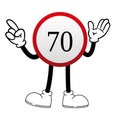 Cute 70 Km Speed ??Limit Sign Vector Showing Index Hand Shaped Number 1