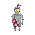 Cute knight with shield and sword
