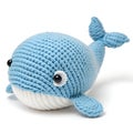 Cute Knitted Blue Whale Made with Hand Isolated on White Background Royalty Free Stock Photo