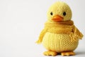 A cute knitted duck on a white background Royalty Free Stock Photo