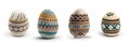 Cute knitted Easter eggs set AI generative