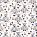 Cute koala animal seamless pattern vector for baby print fabric. Royalty Free Stock Photo
