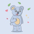 Cute koala baby cartoon hand drawn vector illustration. Can be used for baby t-shirt print, fashion print design, kids