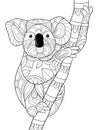 Adult coloring book,page a cute koala image for relaxing.Zen art style illustration for print