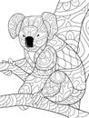 Adult coloring book,page a cute koala image for relaxing.Zen art style illustration for print