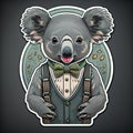 Cute koala with bow tie and suspenders. Vector illustration. generative ai