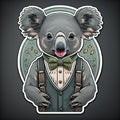 Cute koala with bow tie and suspenders. Vector illustration. generative ai Royalty Free Stock Photo