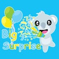 Cute koala brings confetti popper vector cartoon, Birthday postcard, wallpaper, and greeting card Royalty Free Stock Photo