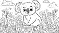 Cute Koala Outlines Page for Children\'s Coloring Books Royalty Free Stock Photo