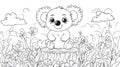 Koala Bear Coloring Page Cute Animal in Flower Field Royalty Free Stock Photo