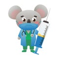 Cute koala doctor wearing mask and holding syringe, immunization Royalty Free Stock Photo